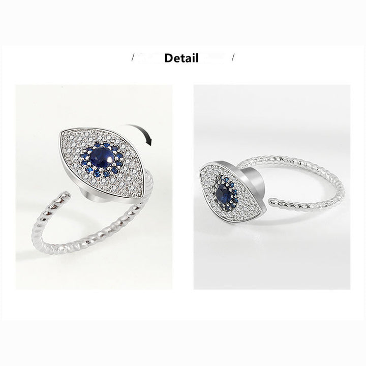 925 Sterling Silver Evil Eye Protection Blessing Rotatable Ring - image 6