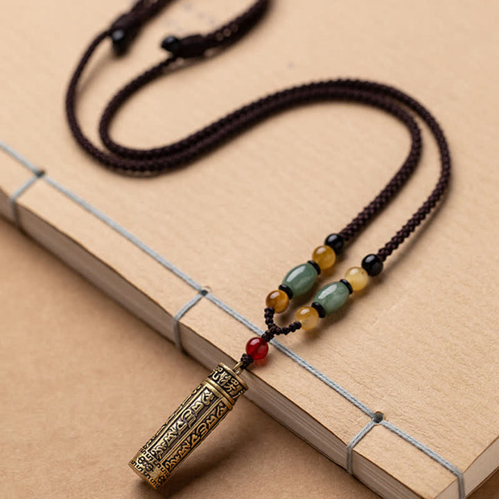 Buddhastoneshop Tibet Om Mani Padme Hum Agate Shurangama Sutra Protection Necklace Pendant - image 7