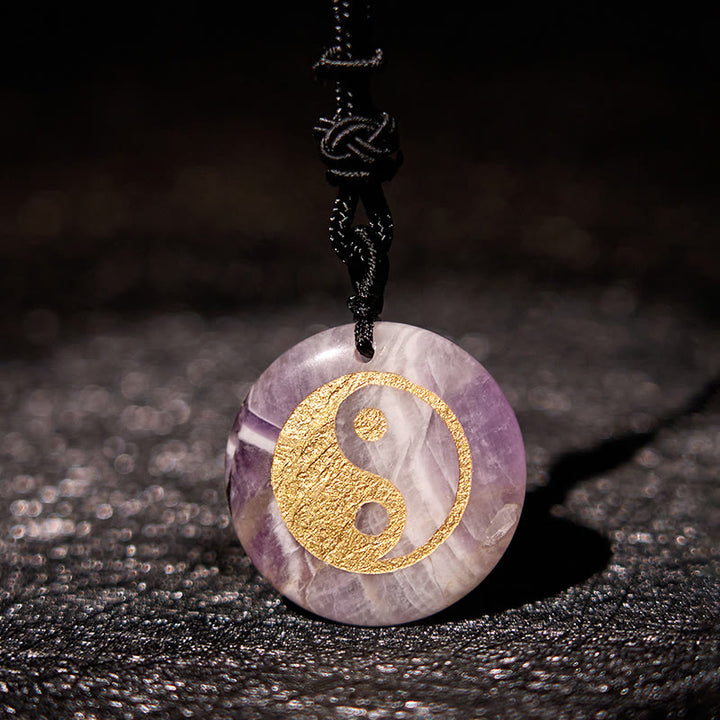 Buddha Stones Various Crystal Amethyst Tiger Eye Green Aventurine Yin Yang Spiritual Necklace Pendant