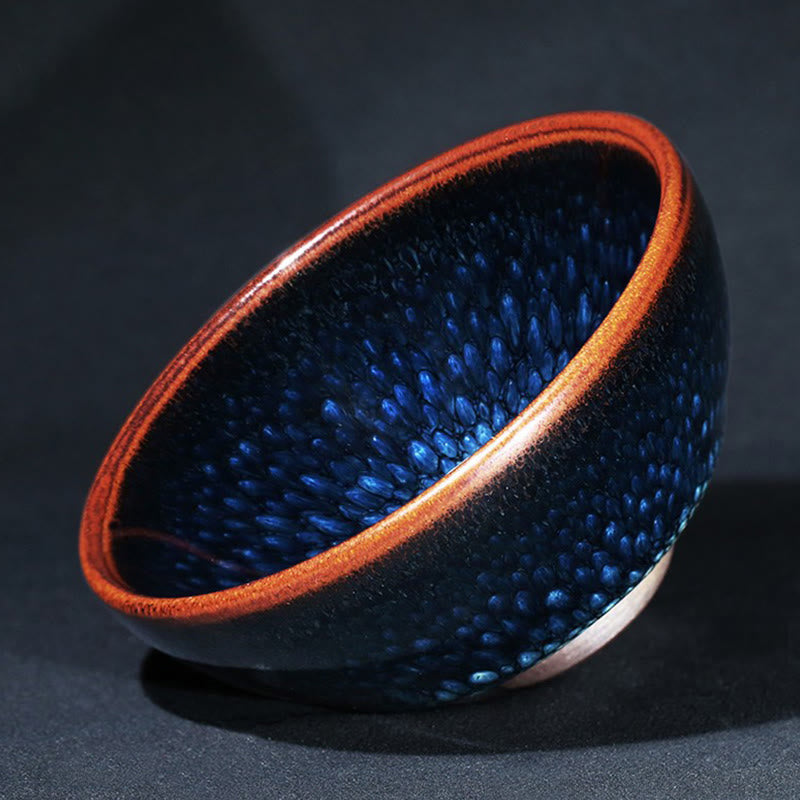 Buddha Stones Handmade Blue Francolinus Spot Chinese Jianzhan Ceramic Teacup Kung Fu Tea Cup Bowl - image 10