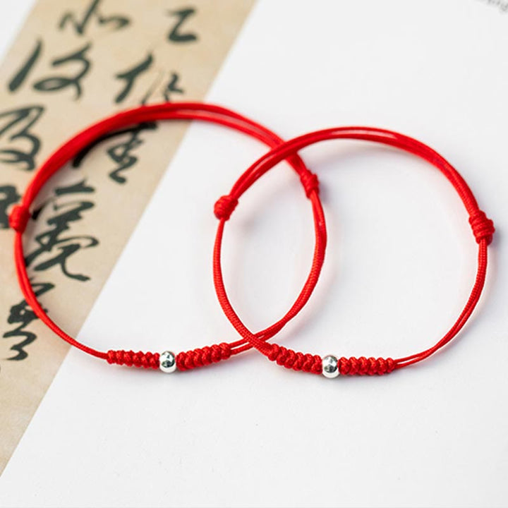 Buddha Stones 925 Sterling Silver Luck Bead Protection Red String Thin Cord Braided Bracelet - image 19