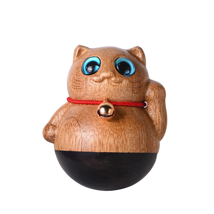 Buddha Stones Mini Lucky Cat Kitten Phoebe Zhennan Wood Blessing Decoration - image 23