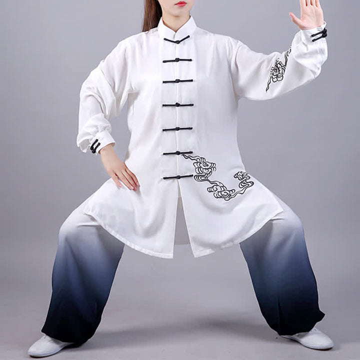 Auspicious Clouds Gradient Meditation Prayer Spiritual Zen Tai Chi Qigong Practice Women's Clothing Set - 2Pcs Set - US12，UK/AU16，EU44 (3XL) - image 1