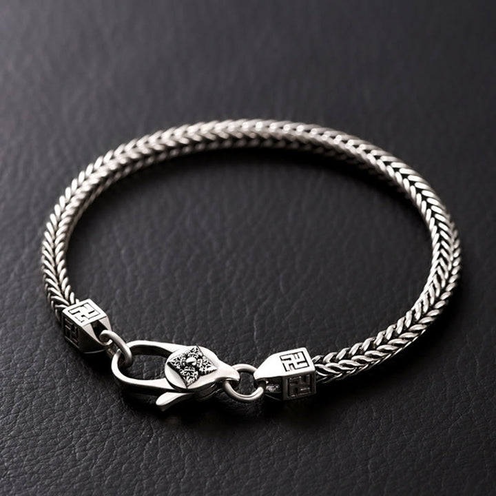 Buddha Stones Tibetan Double Dorje Vajra Swastika Spiritual Power Chain Bracelet - Bracelet Size 22cm fit for Wrist Circumference 20cm - image 0