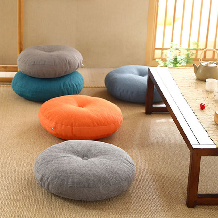 Lotus Simple Pattern Linen Meditation Seat Cushion Home Living Room Decoration