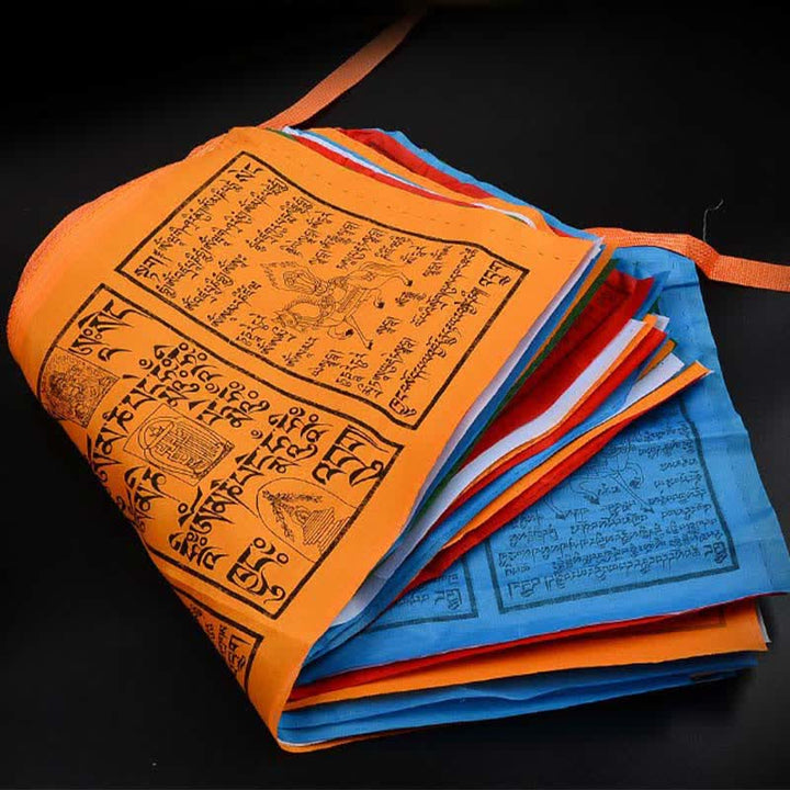 Buddha Stones Tibetan 5 Colors Silk Windhorse Auspicious Outdoor 25 Pcs Prayer Flag