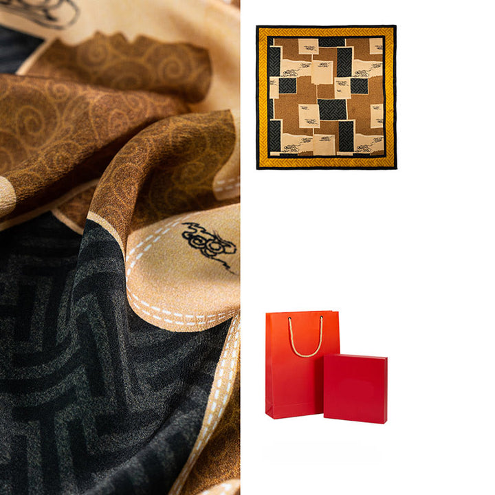 Buddha Stones Jungle Oil Painting Auspicious Clouds 100% Mulberry Silk Scarf Premium Grade 6A Double-sided Silk Neck Scarf - image 24