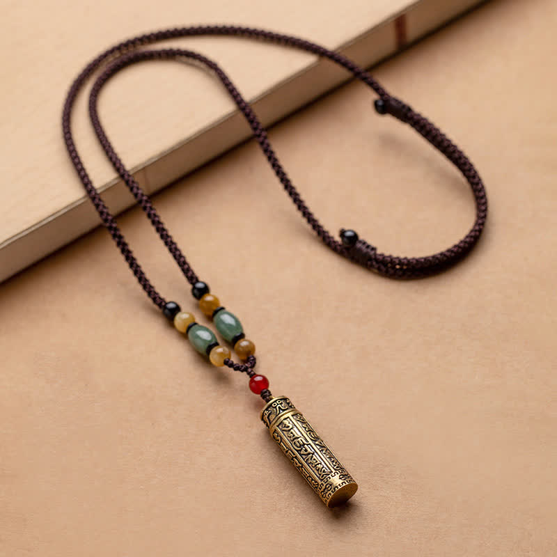 Buddhastoneshop Tibet Om Mani Padme Hum Agate Shurangama Sutra Protection Necklace Pendant - image 4