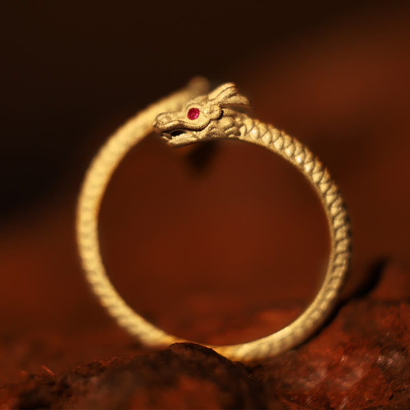 Buddha Stones 925 Sterling Silver Vintage Year of the Dragon Luck Protection Strength Adjustable Ring - image 2