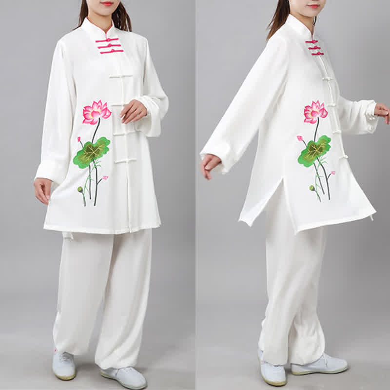 Lotus Flower Leaf Pattern Tai Chi Meditation Prayer Spiritual Zen Practice Clothing Women's Set - image 3