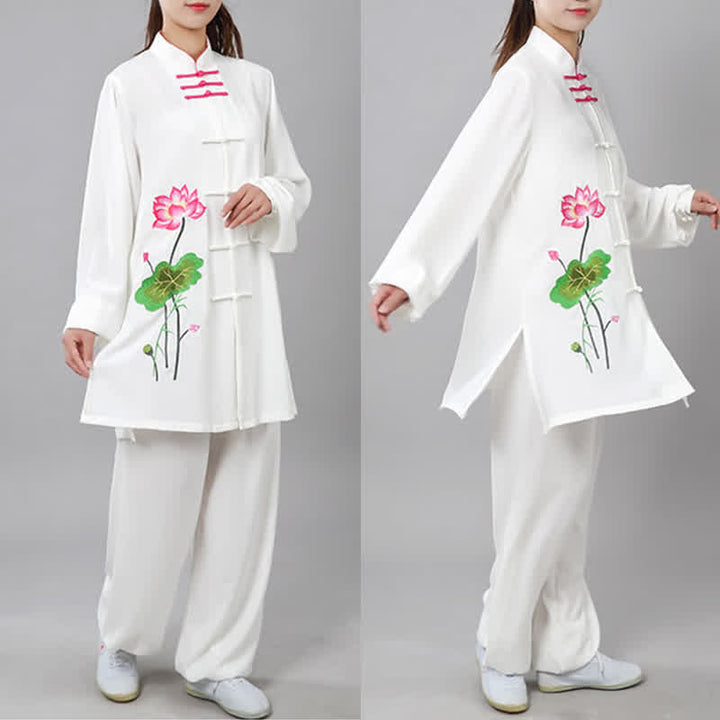 Lotus Flower Leaf Pattern Tai Chi Meditation Prayer Spiritual Zen Practice Clothing Women's Set - image 3