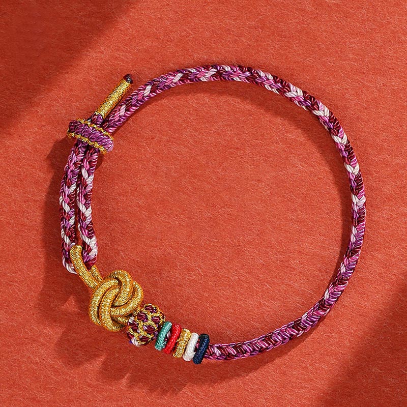 Buddha Stones Handmade Dunhuang Colorful Rope Protection Braid String Bracelet