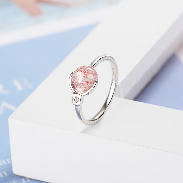 Buddha Stones Pink Crystal Soothing Rotation Ring - image 6