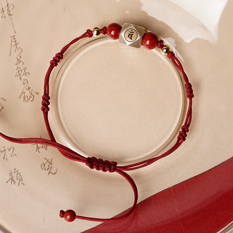 Buddha Stones Handmade 925 Sterling Silver Chinese Zodiac Natal Buddha Cinnabar Calm Braided Bracelet - Red Thin Rope(Wrist Circumference 14-17cm) - Dog/Pig-Amitabha Buddha - image 6