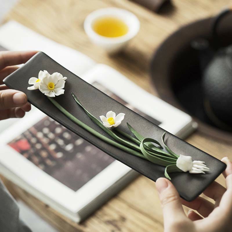 Lotus Peony Rose Flower Ceramic Spiritual Incense Burner - image 8