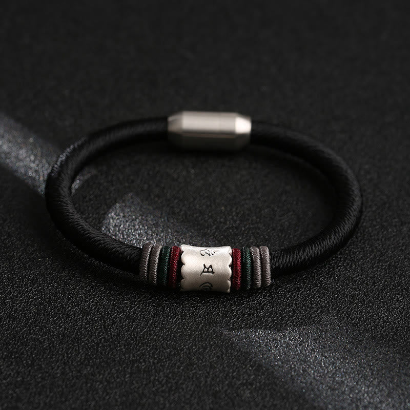 Buddha Stones 999 Sterling Silver Om Mani Padme Hum Peace Magnetic Buckle Bracelet - image 1