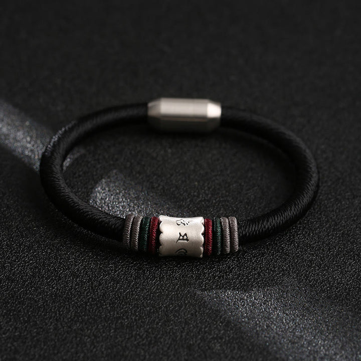 Buddha Stones 999 Sterling Silver Om Mani Padme Hum Peace Magnetic Buckle Bracelet - image 1