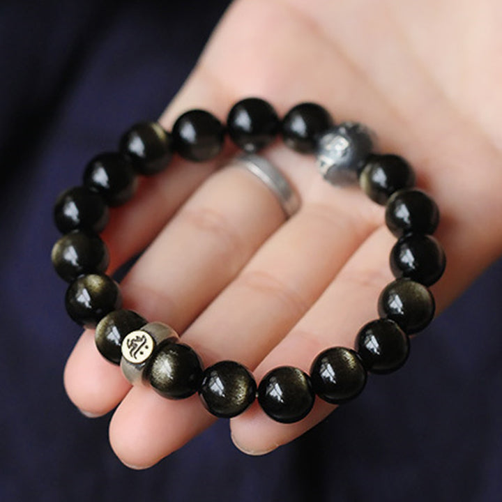 Buddha Stones Chinese Zodiac Natal Buddha Obsidian Purification Bracelet - image 5