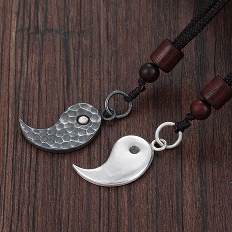 Buddha Stones 990 Sterling Silver Yin Yang Balance Harmony Necklace Pendant - image 3