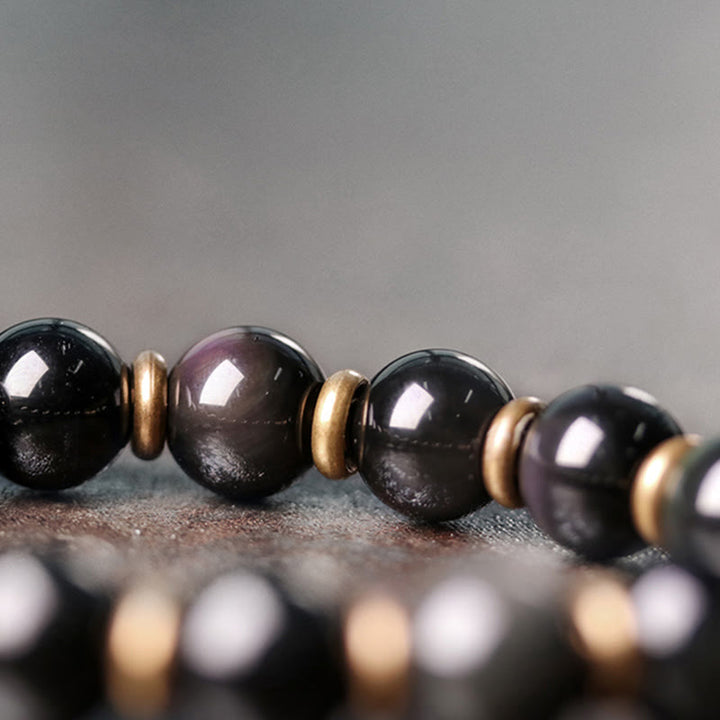 Buddha Stones Rainbow Obsidian Copper Love Healing Bracelet