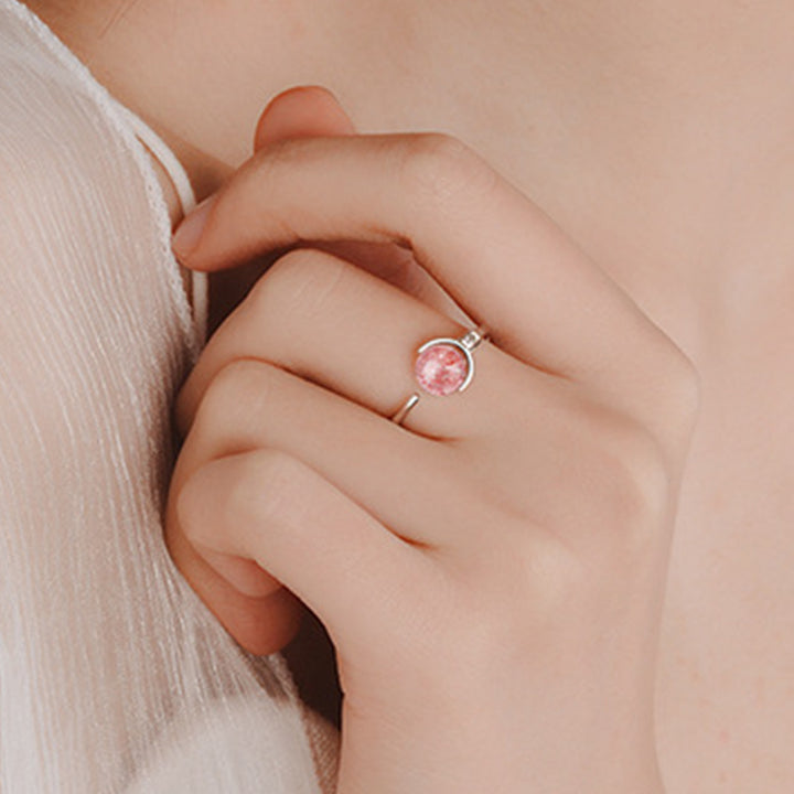 Buddha Stones Pink Crystal Soothing Rotation Ring - image 2
