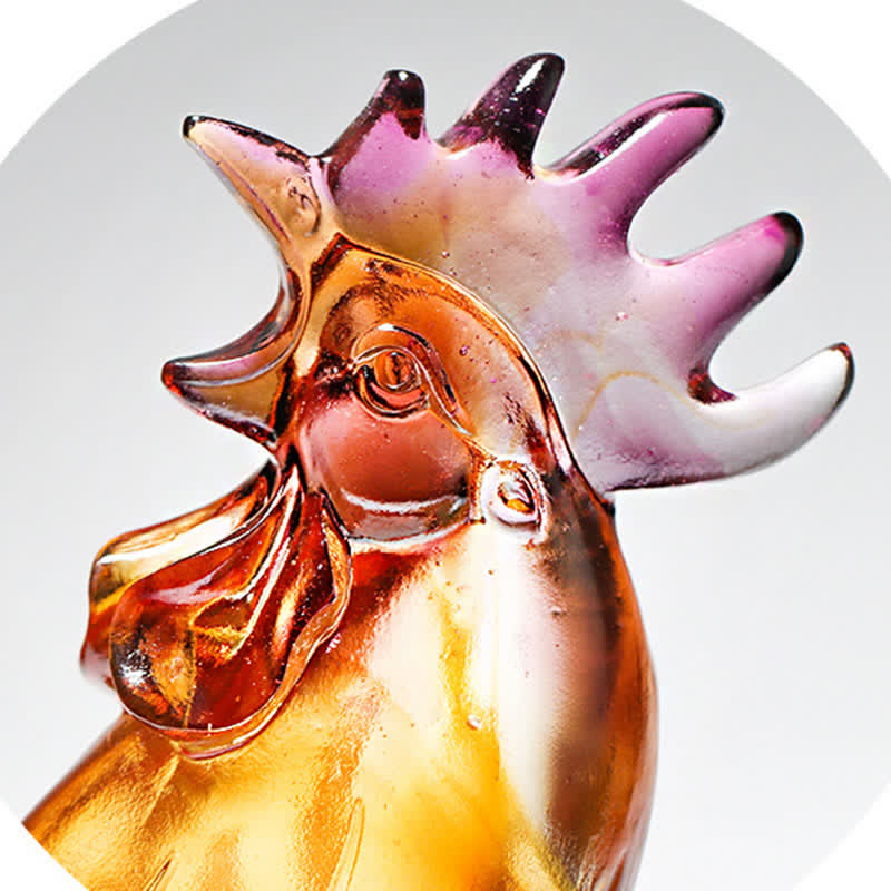 Handmade Liuli Crystal Rooster Art Piece Home Decoration - image 11