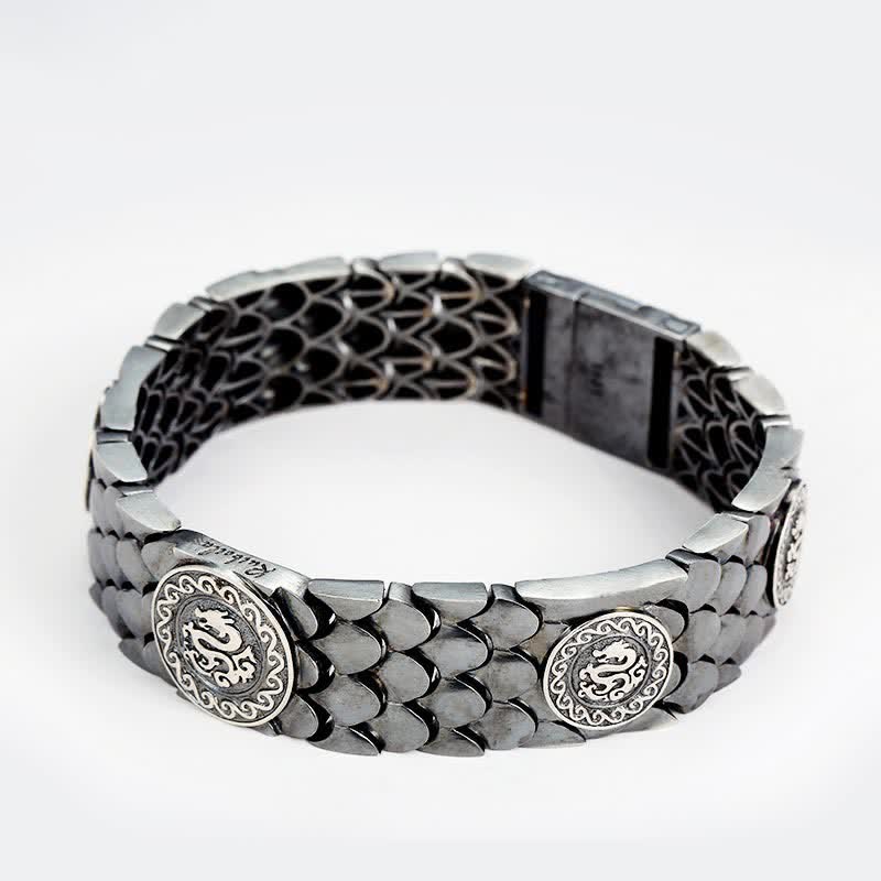 Buddha Stones 925 Sterling Silver Dragon Scales Luck Success Bracelet Bangle - image 3