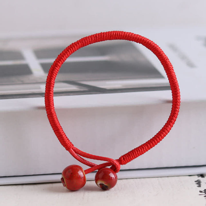 Buddha Stones FengShui Lucky Red String Ceramic Bracelet - 7.9 in (20 cm) - image 5