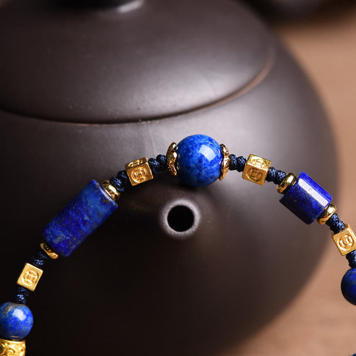 Buddha Stones Handmade Natural Lazurite Lapis Lazuli Bead Positive Rope Bracelet - image 3