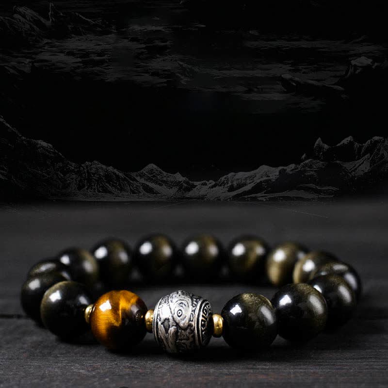 To Experience a Reversal of Fortune Rainbow Obsidian Gold Sheen Obsidian Protection Bracelet