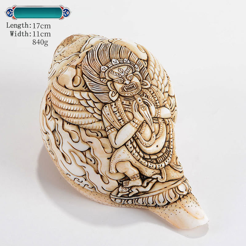 Tibetan Handmade Engraved Shankha Buddha Avalokitesvara Conch Shell Wealth Decoration - Dorjé Phurba Buddha 17*11cm - image 26