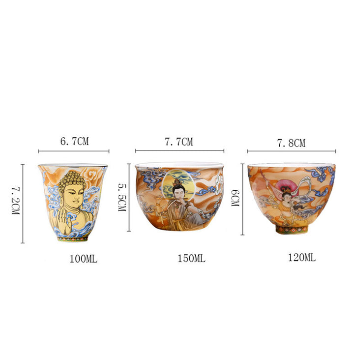 Buddha Stones Dunhuang Color Flying Apsaras Teacup Kung Fu Tea Cup