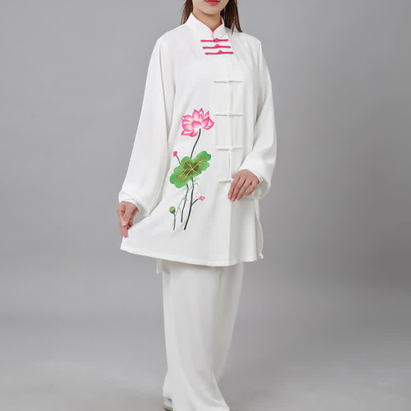 Lotus Flower Leaf Pattern Tai Chi Meditation Prayer Spiritual Zen Practice Clothing Women's Set - image 13