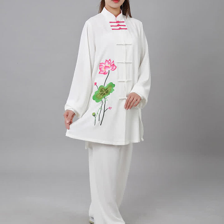 Lotus Flower Leaf Pattern Tai Chi Meditation Prayer Spiritual Zen Practice Clothing Women's Set - image 13