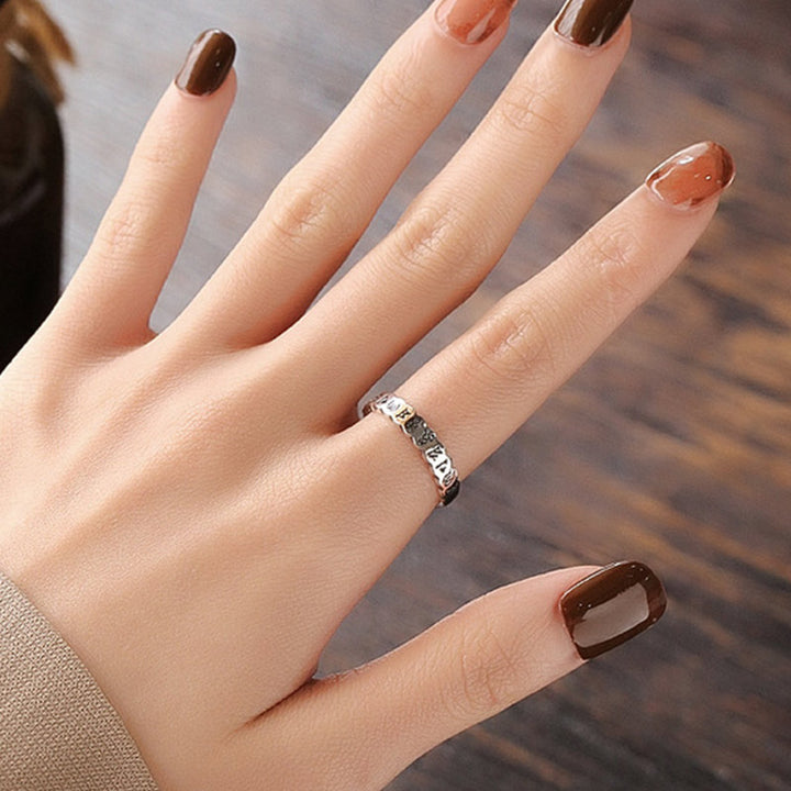 Buddha Stones 925 Sterling Silver Six True Words Calm Wisdom Ring - image 3