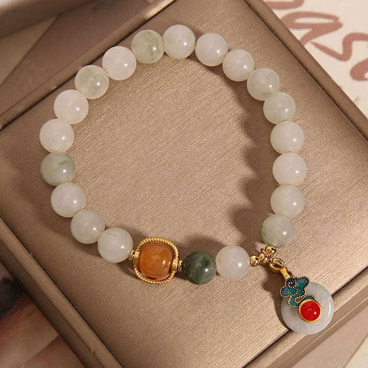 Buddha Stones Jade Auspicious Clouds Red Agate Citrine Prosperity Bracelet