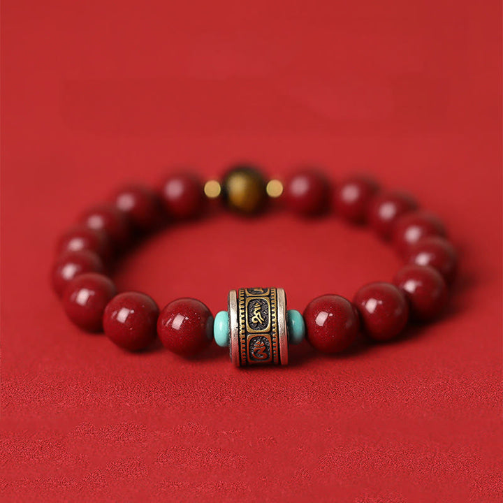 Buddha Stones 925 Sterling Silver Chinese Zodiac Natal Buddha Cinnabar Om Mani Padme Hum Calm Bracelet - image 2