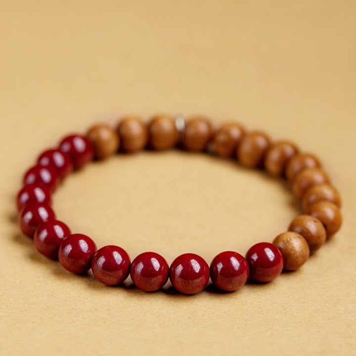 Buddha Stones 925 Sterling Silver Peach Wood Cinnabar Ward Off Evil Spirits Bracelet - image 6