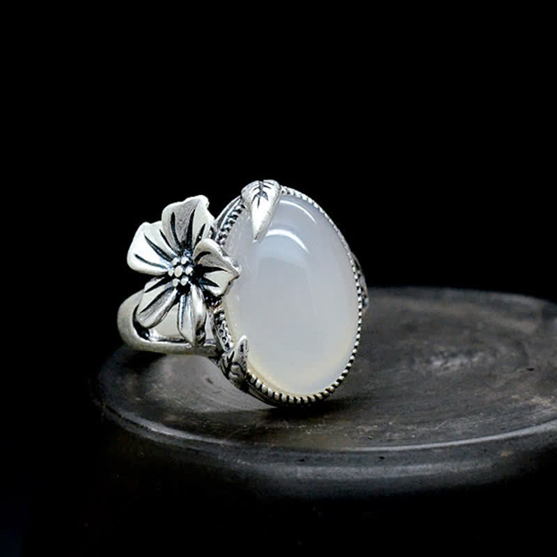 990 Sterling Silver Natural Chalcedony Plum Positive Harmony Ring - 61.9-64.1mm - image 0