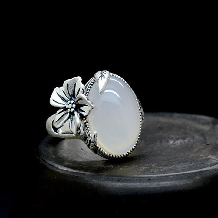 990 Sterling Silver Natural Chalcedony Plum Positive Harmony Ring - 61.9-64.1mm - image 0