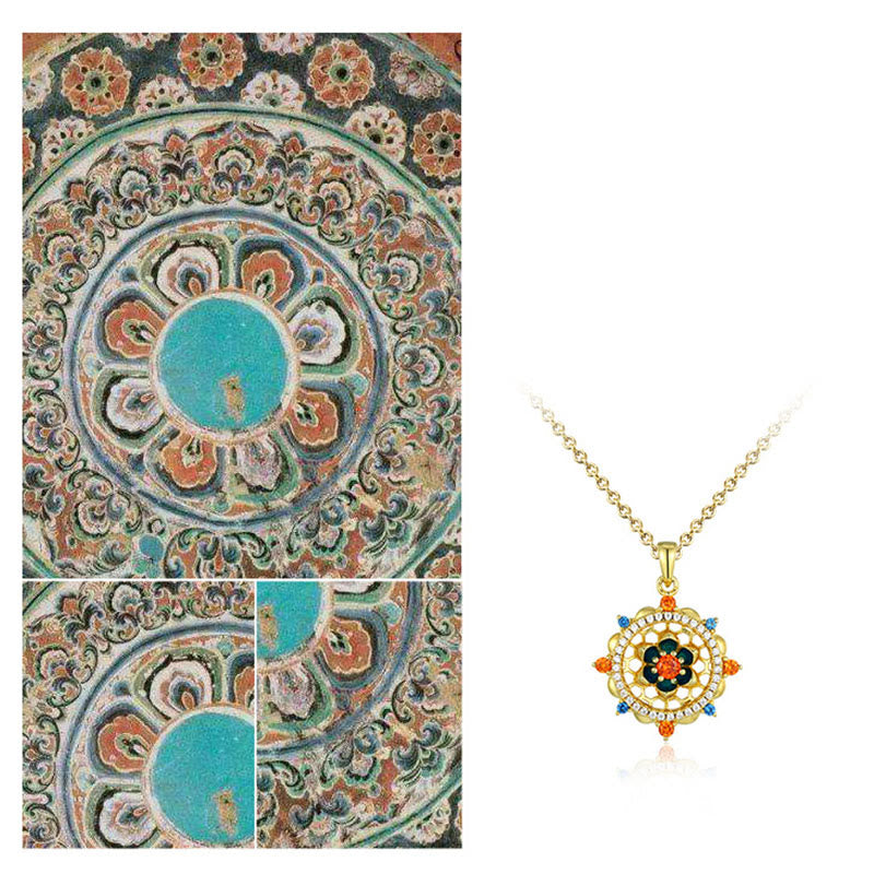 Buddha Stones 925 Sterling Silver Lotus Flower Colorful Zircon New Beginning Necklace Pendant - image 6