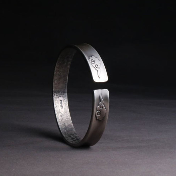 Buddha Stones 999 Sterling Silver Yin Yang Auspicious Clouds Balance Harmony Bracelet - image 3