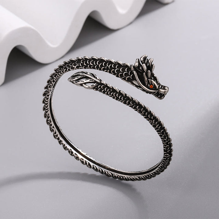 Buddha Stones Dragon Scales Pattern Luck Protection Bracelet Bangle - image 4