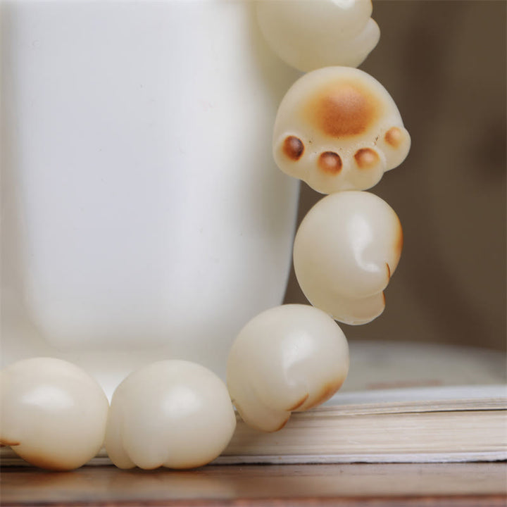 Buddha Stones Cute Cat Paw Claw Bodhi Seed Peace Bracelet - image 5