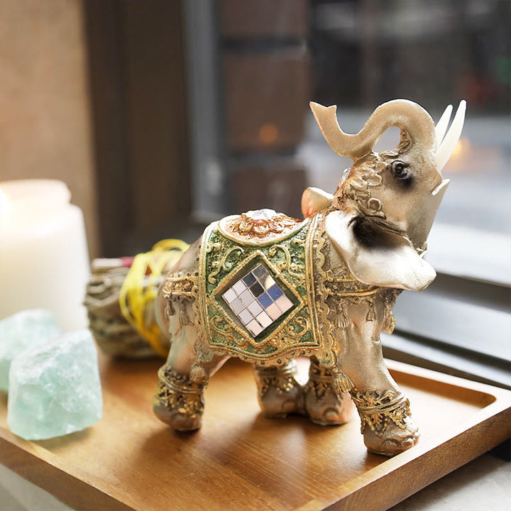 Buddha Stones Lucky Feng Shui Green Elephant Statue Sculpture Wealth Figurine Gift Home Decoration - Medium - image 6