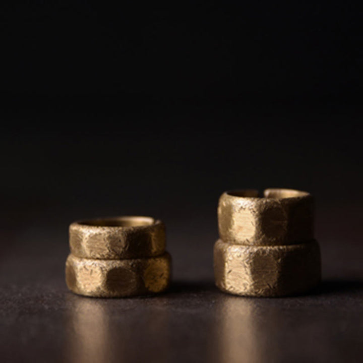 Tibetan Simple Design Copper Brass Frosted Wealth Ring - image 4