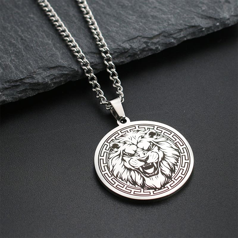 Buddha Stones Animal Titanium Steel Chain Necklace Protection Pendant