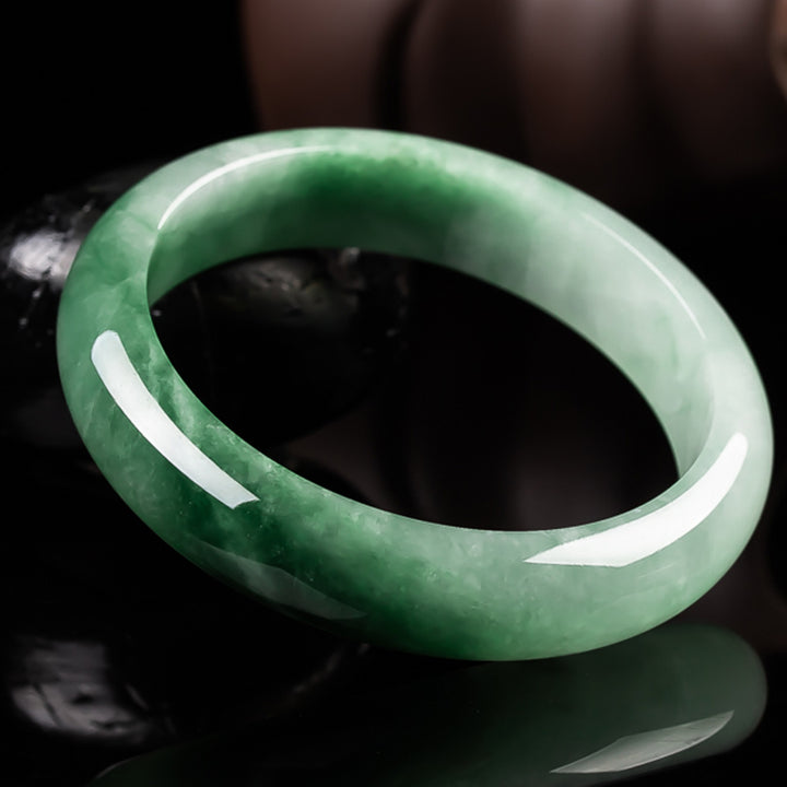 Buddha Stones Natural Jade Fortune Blessing Bangle Bracelet - image 6