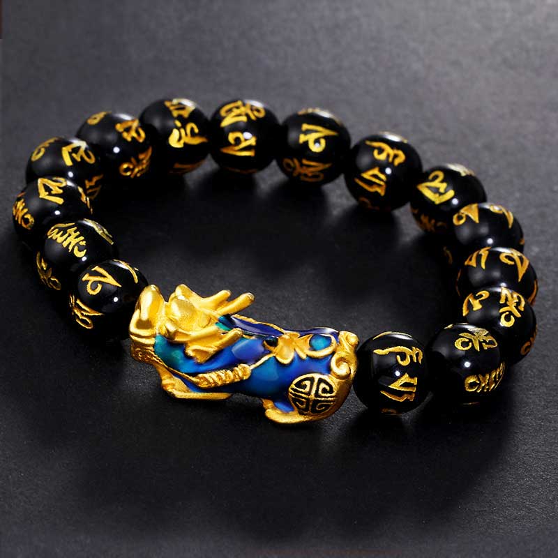 FengShui PiXiu Obsidian Om Mani Padme Hum Wealth Bracelet - image 3