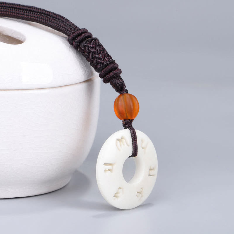 Buddha Stones Ivory Fruit Om Mani Padme Hum Engraved Protection Necklace Pendant - image 6